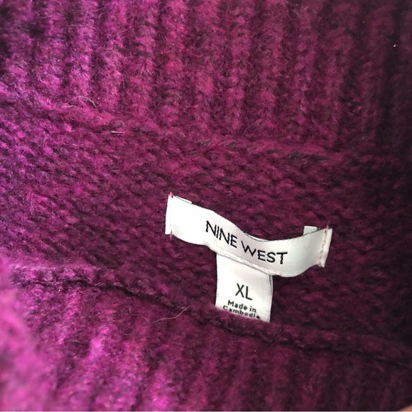 Nine West Purple wool blend Cable knit Mock Turtleneck sweater XL - Picture 6 of 9
